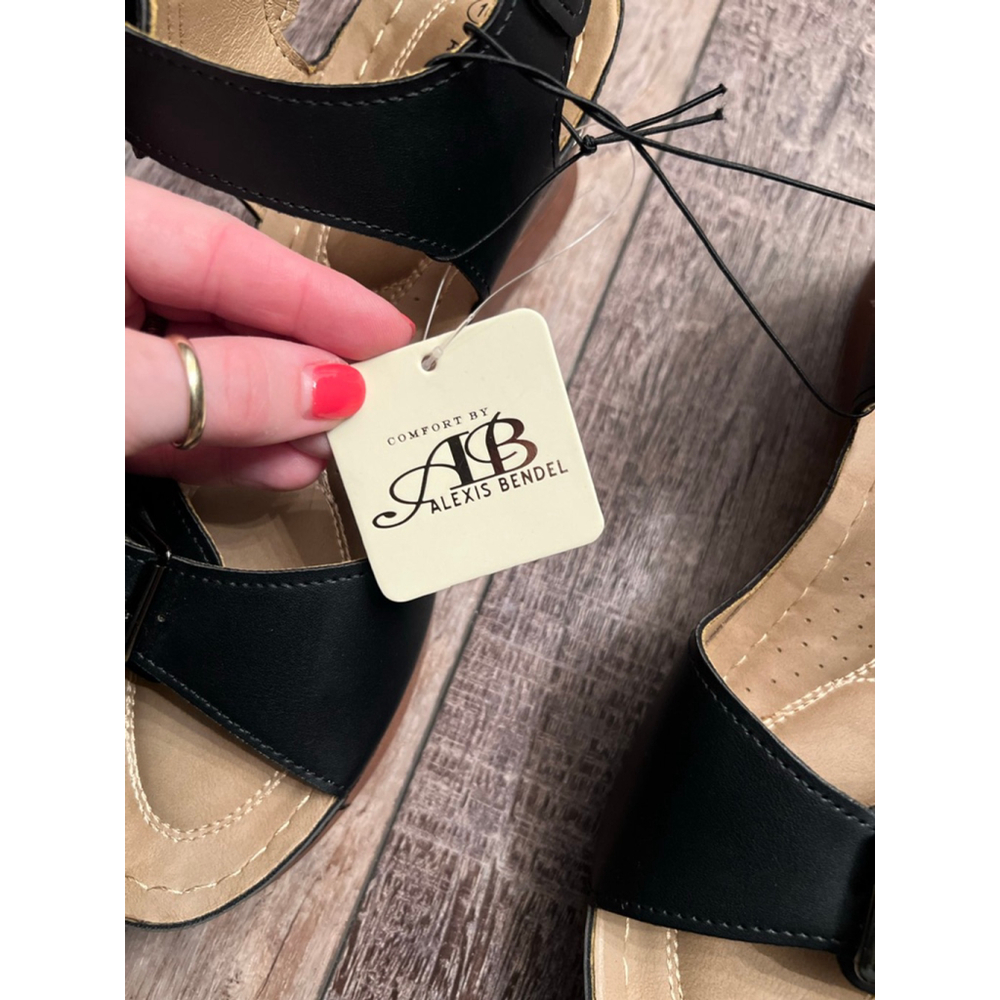 NEW Women's Alexis Bendel Black Wedge Sandals Size 10 - Picture 9 of 10